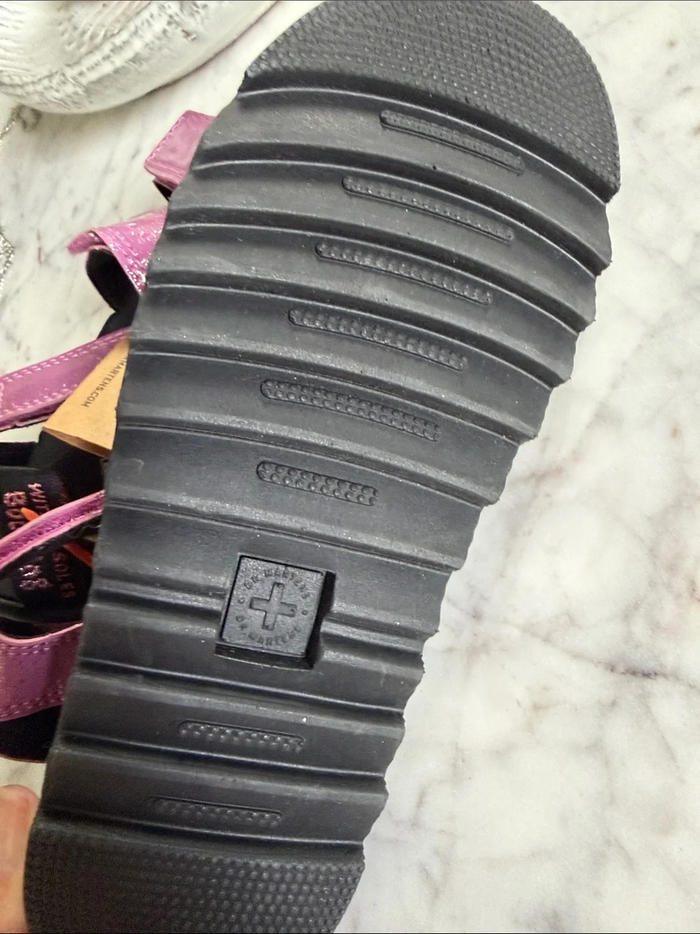 NWT Dr. Martens Airwalk Jr. Klaire Pink Glitter Velcro Sandals Ladies 7